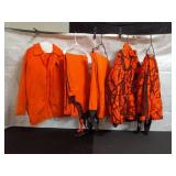 Set of Hunting Jackets and Bibs in Blaze Orange and Camouflage