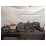 Collection of Coolers, Portable Grills, and 2 Stadium Seats