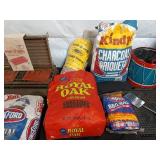 Collection of Charcoal Briquets and Grilling Supplies
