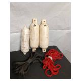 Set of 3 Boat Fenders with Mooring Ropes