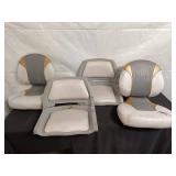 Set of 4 Used Boat Seats with White and Gray Upholstery