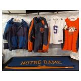 Collection of 4 Sports Apparel Items with Notre Dame Blanket