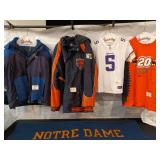 Collection of 4 Sports Apparel Items with Notre Dame Blanket