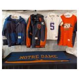 Collection of 4 Sports Apparel Items with Notre Dame Blanket