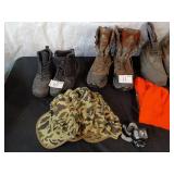 Collection of Hunting Gear with Boots, Camo Items and Accessories