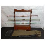 Set of 3 Vintage Bows Including Paul Bunyan Branded Bow with Rack