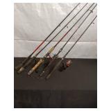 Lot of 5 Mixed Fishing Rods with Reels