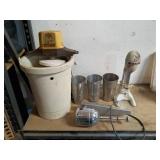 Vintage Commercial Milkshake Machine with Mixing Cups and Parts