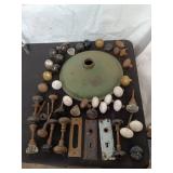 Antique/Vintage Lot of Door Hardware and Light Fixture