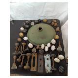 Antique/Vintage Lot of Door Hardware and Light Fixture