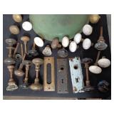 Antique/Vintage Lot of Door Hardware and Light Fixture