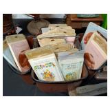 Vintage Rotary Telephone, Classic Lamp, and Assorted City Directories with Greeting Cards