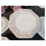 Set of Independence Ironstone Dinnerware Collection, Pink and Floral Pattern
