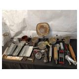 Vintage Kitchenware Collection with Wagner Ware Griddle, Pots, and Rolling Pins