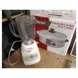 Assorted Kitchenware Set with Blender, Slow Cooker, and Charger Plates