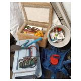 Assorted Pet Supplies Including Chains, Leashes, and Accessories