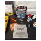 NASCAR Collectible Set with Pool Balls and Harley-Davidson Book