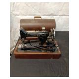 Vintage Singer Sewing Machine with Wooden Case