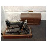 Vintage Singer Sewing Machine with Wooden Case