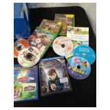 Gaming  Lot with Controllers, DVDs, and Blu-rays