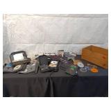 Collection of Mixed CDs and Cassettes in Wooden Box