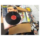 Vintage Music Collection Including Vinyl Records, Cassette Tapes, and More