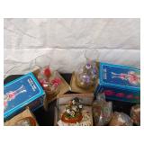 Collection of Decorative Items Including Figurines, Lamps, and Floral Arrangements