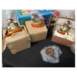 Collection of Decorative Items Including Figurines, Lamps, and Floral Arrangements