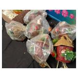 Collection of Decorative Items Including Figurines, Lamps, and Floral Arrangements