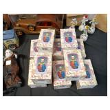 Assorted Vintage Clown Collectibles and Wooden Cars Set