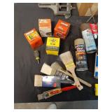Assorted Collection of Paints, Stains, and Tools