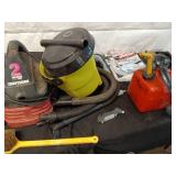 Collection of Garage Items: Folding Chairs, Bicycles, and Hand Trucks