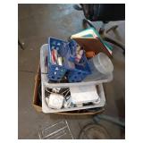 Varied Office and Household Items Including Chairs, Lamp, and Supplies