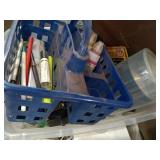 Varied Office and Household Items Including Chairs, Lamp, and Supplies