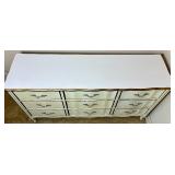 Vintage 9 Drawer French Provincial Style Lowboy Dresser