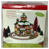 Department 56 North Star Commuter Train Station, Northern Lights Fire Station, Raising the Flag at the North Pole, Rescue Ready and Santa