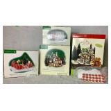 North Pole Series Dept 56 Teddy Bear Training Center Holiday Gift Set, Real Plastic Snow Factory, Welcome to Elfland Gateway Entrance, Peppermint Front Yard with Peppermint Candies Sidewalk
