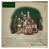 North Pole Series Dept 56 Teddy Bear Training Center Holiday Gift Set, Real Plastic Snow Factory, Welcome to Elfland Gateway Entrance, Peppermint Front Yard with Peppermint Candies Sidewalk