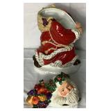 Department 56 Santa Cookie Jar and 2001 Father Christmas Peggy Toole 3" Salt and Pepper Shakers