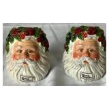 Department 56 Santa Cookie Jar and 2001 Father Christmas Peggy Toole 3" Salt and Pepper Shakers