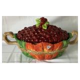 Department 56 Cornucopia Dellarobia Cider Server with Original Box and Harvest Covered Bowl