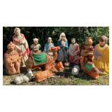 Vintage Blow Mold Nativity Set Yard Decorations