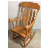 Vintage Hard Rock Maple Rose Engraving Motif Rocking Chair