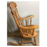 Vintage Hard Rock Maple Rose Engraving Motif Rocking Chair