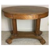 Heirloom Line Gray Furniture Co. Antique Tiger Oak Library Table with Drawer