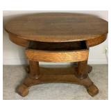 Heirloom Line Gray Furniture Co. Antique Tiger Oak Library Table with Drawer