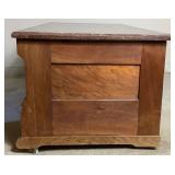 Antique Marble Top Coffee Table on Wheels with Drawer