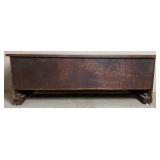 Antique Marble Top Coffee Table on Wheels with Drawer