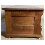 Antique Marble Top Coffee Table on Wheels with Drawer