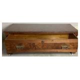 Antique Marble Top Coffee Table on Wheels with Drawer